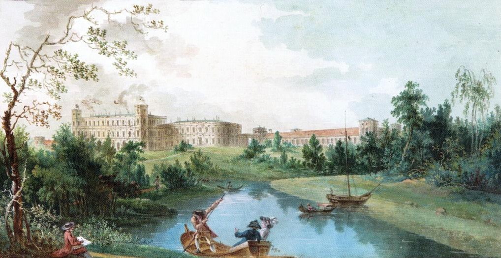 Одно из самых ранних изображений Гатчинского Дворца.
Парк еще только формируется