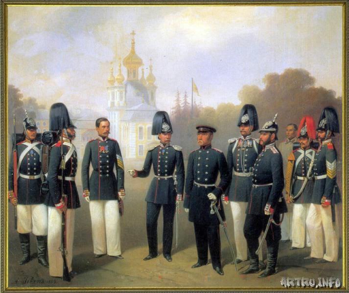 Группа чинов лейб-гвардии Гарнизонного батальона.
А.И. Гебенс. 1859 год.