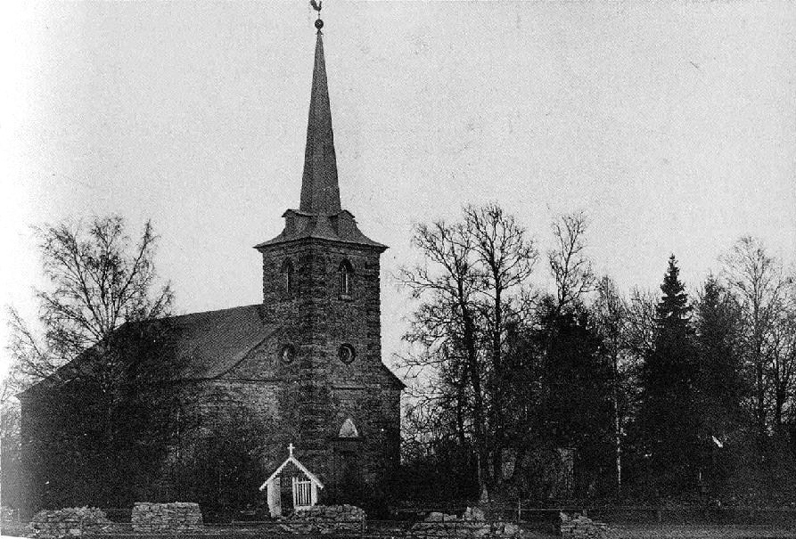 Кирха и кладбище при ней в Малом Колпине. 1911 год.